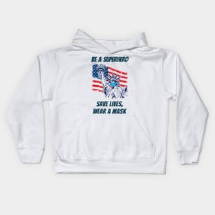 Save Lives - Wear A Mask - American Superhero Kids Hoodie